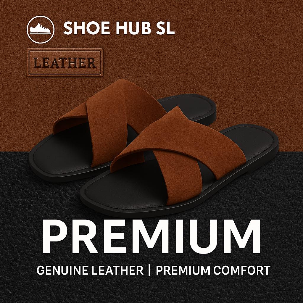 Premium Leather Cross-Strap Slippers for Men
