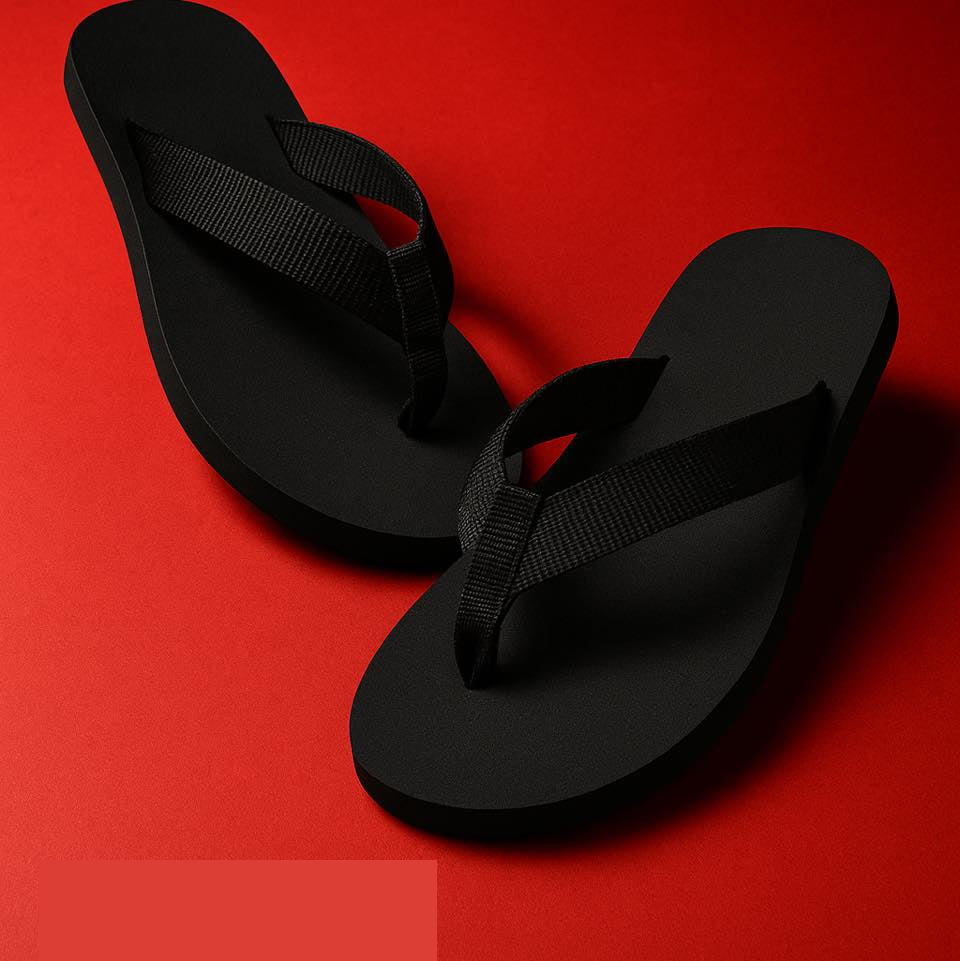 Essential Black Strap Slippers