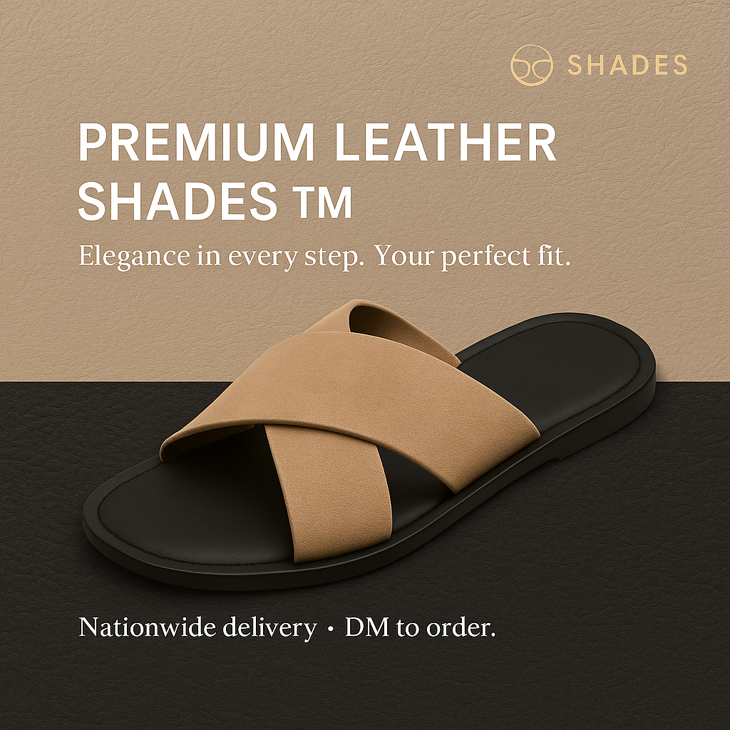 Premium Leather Cross-Strap Slippers for Men